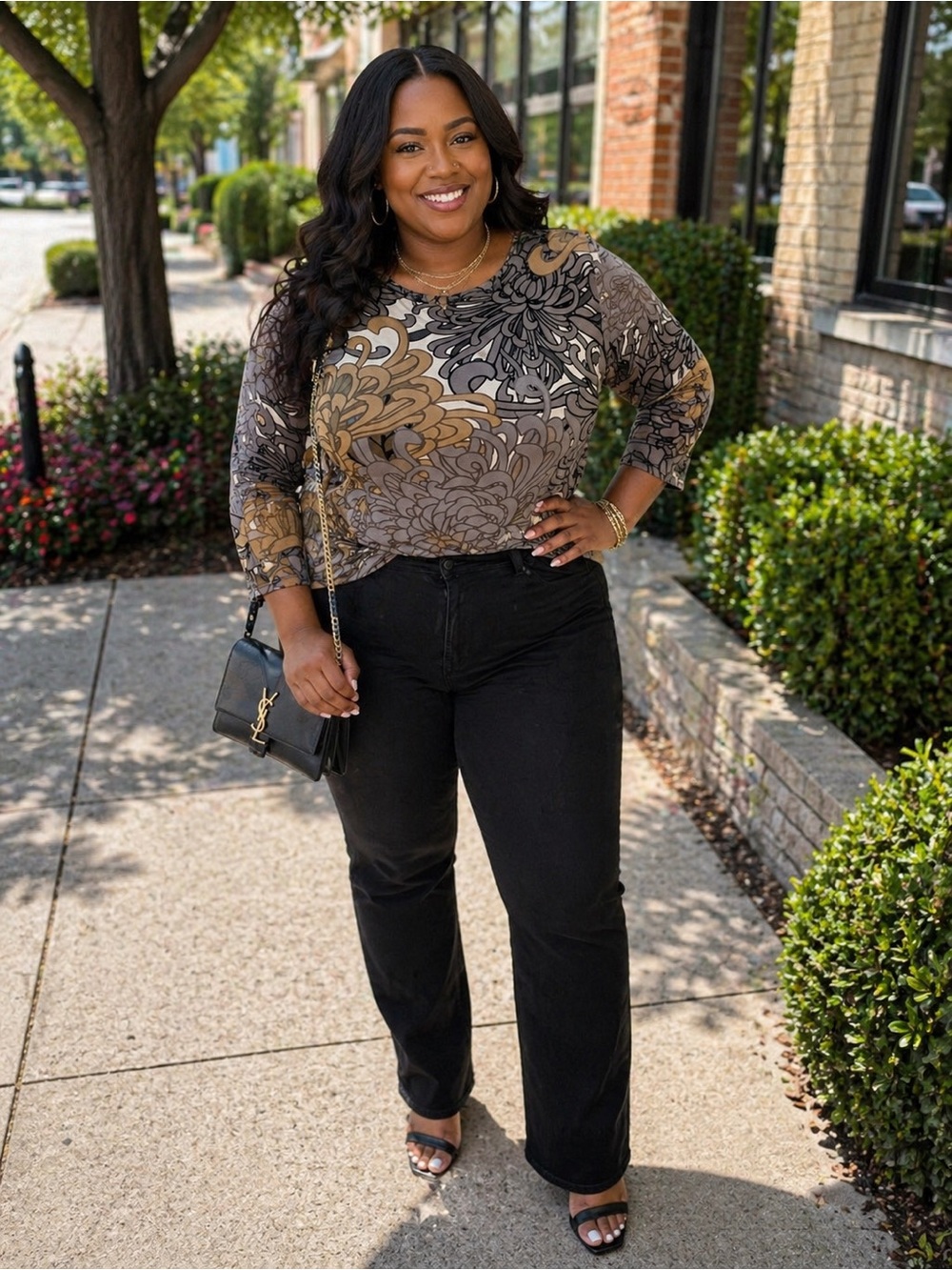 East 5th Multicolor Floral 3/4 Sleeve Top